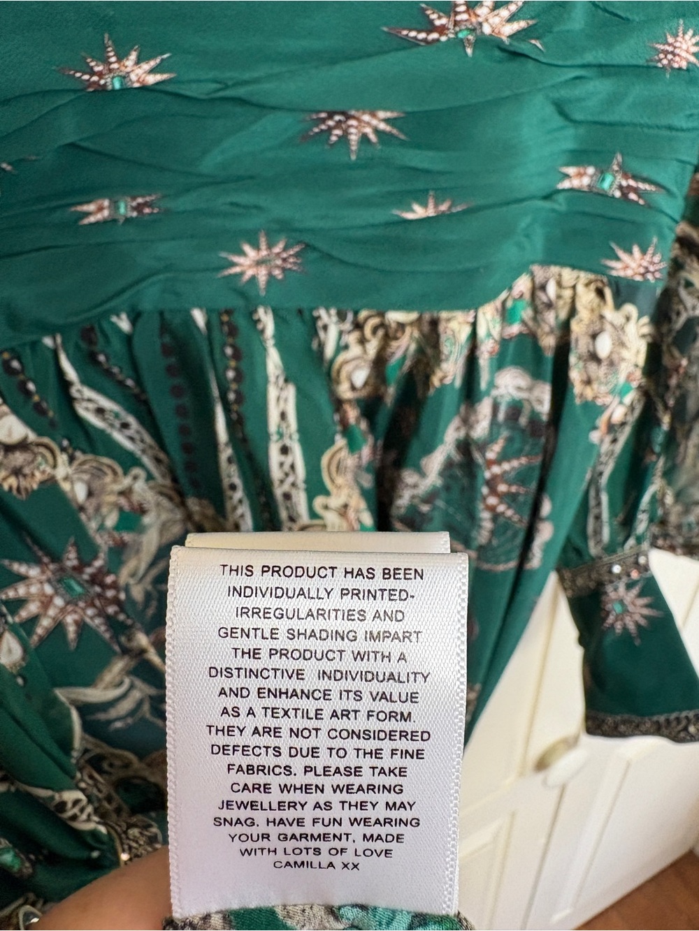 Camilla “A Venice Veil” Embellished Silk Maxi Gown Dress Emerald Green XL - Picture 13 of 15